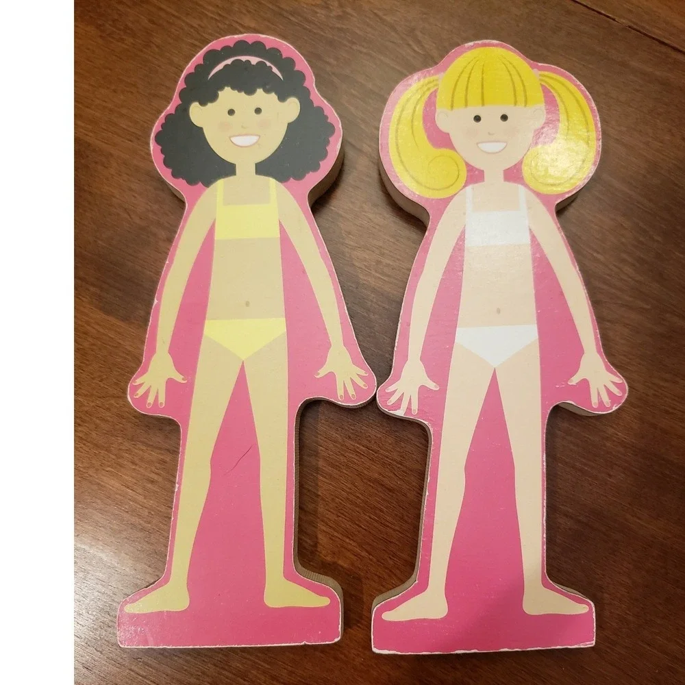 Melissa &‎ Doug Magnetic Wooden Dress Up Dolls Abby Emma Playset New